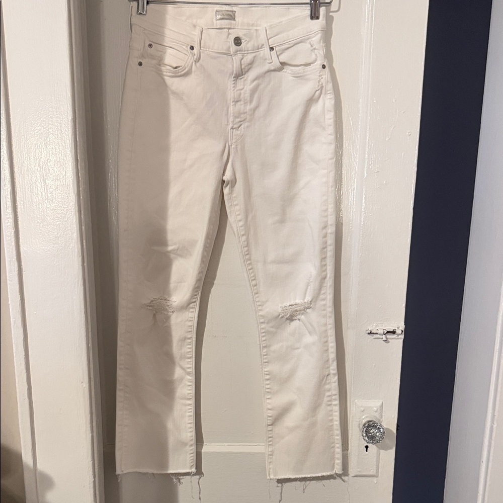 MOTHER Women’s White Ripped Jeans
